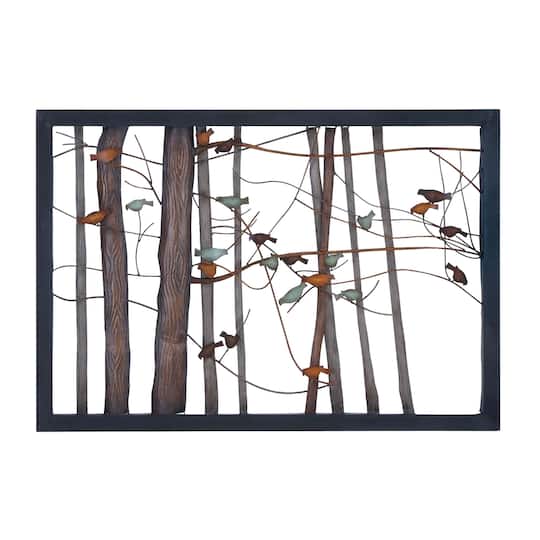 Place Brown Metal/Wood Twigs Wall Decor Multi Color Farmhouse Iron Metal Wood 